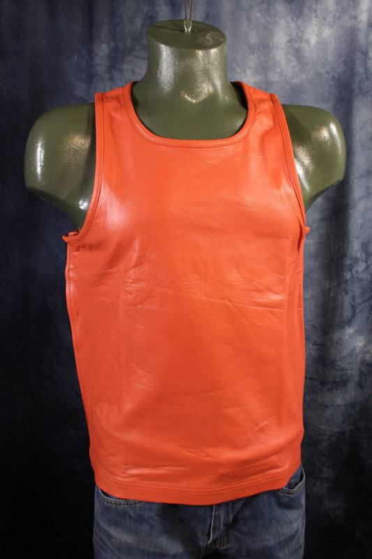 OnF Leather Tank Tops in Orange - view 2
