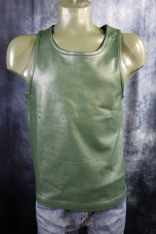 OnF Leather Tank Tops in Hunter Green - view 2