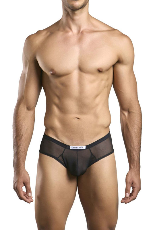 JUSTIN+SIMON Men's Underwear XSJ22 Cheek Briefs Color Black Mesh