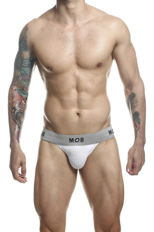MaleBasics Men's Underwear MBL107 MOB Classic Fetish Jock 3 Inches Jockstrap Color White