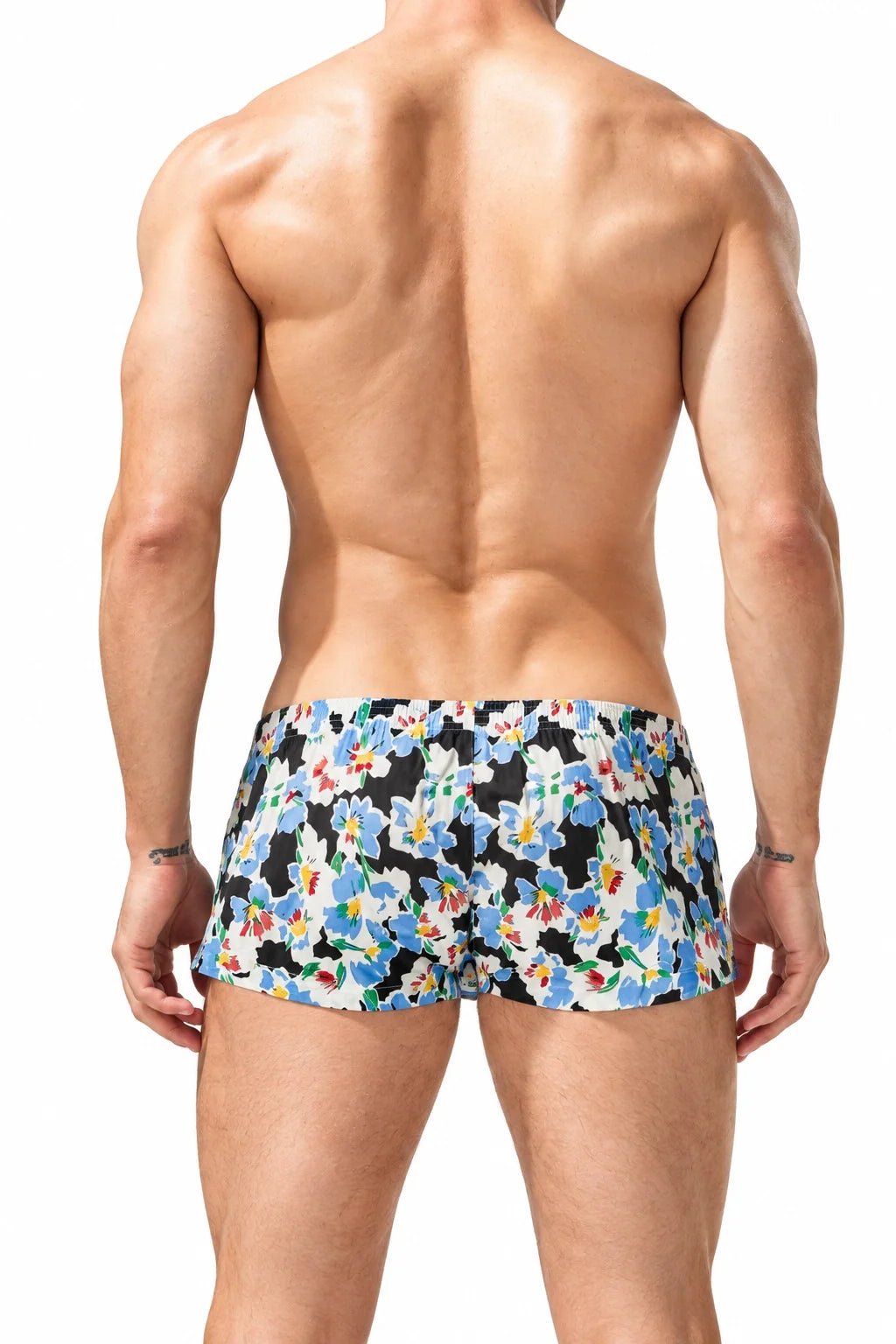 Men's Cotton Boxer Briefs - Botanical Print Breathable Underwear