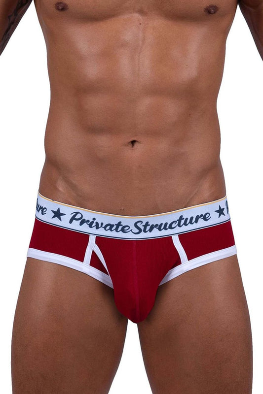 Private Structure Men's Underwear SCUS4529 Classic Mid Waist Mini Briefs Color Red