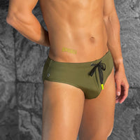 Modern Classic Swim Brief- ARMY GREEN - view 1