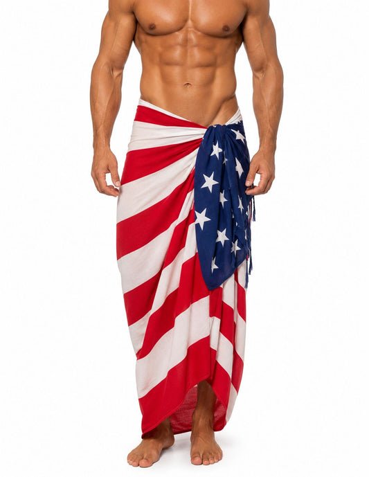 TEAM USA FLAG CANGA - Red White & Blue - Brazilian Beach Towel (Sarong/Pareo)