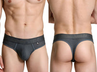 Microfiber Gray Mesh Thong - view 1