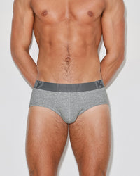 Core Signature Mid Rise Brief Grey Heather - front view