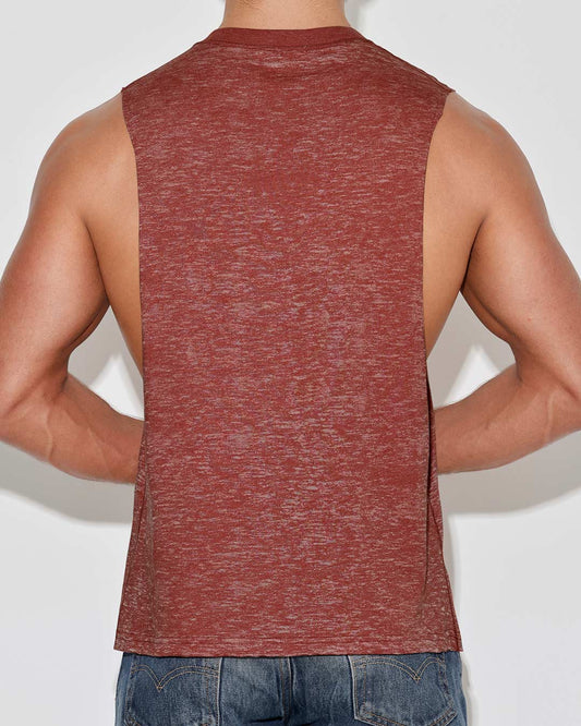 Hand Me Down Muscle Tank Persimmon Red - view 2