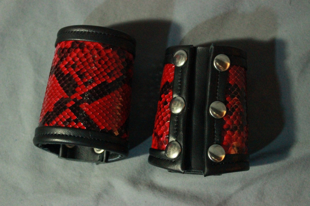 Amazing red snake wrist cuffs - sold as a PAIR! - view 5