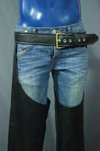 Black Leather Chaps - front view