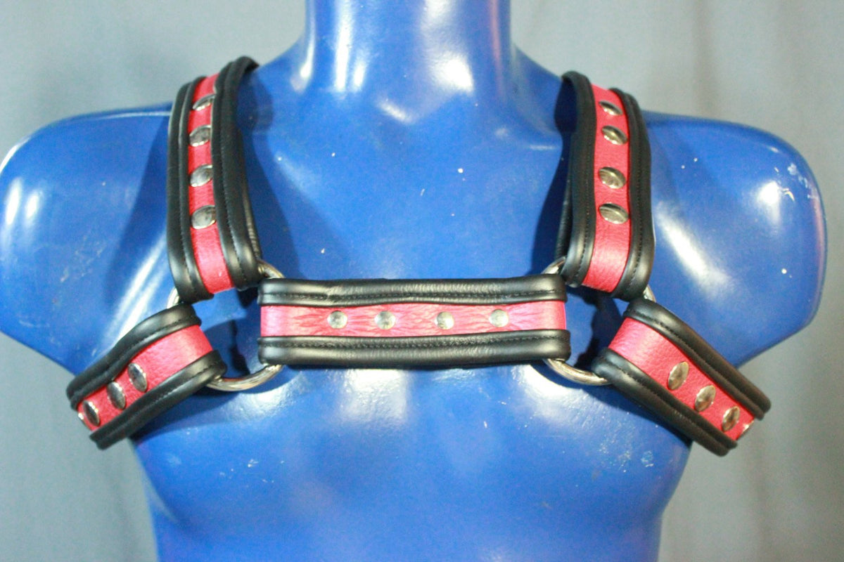 Red and Black Bulldog Harness - Our Softest Leather! - view 5