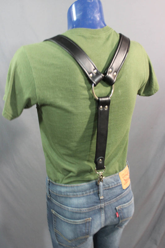 Our Back to Basics Black Leather Suspenders! - view 2