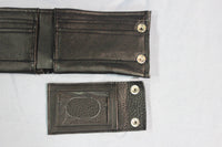 Classic Black Leather Wallet with removable ID flap - front view