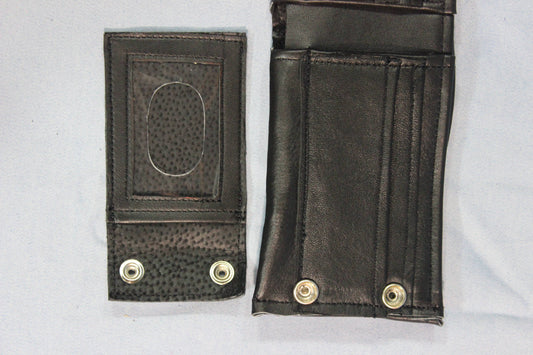 Classic Black Leather Wallet with removable ID flap - view 2