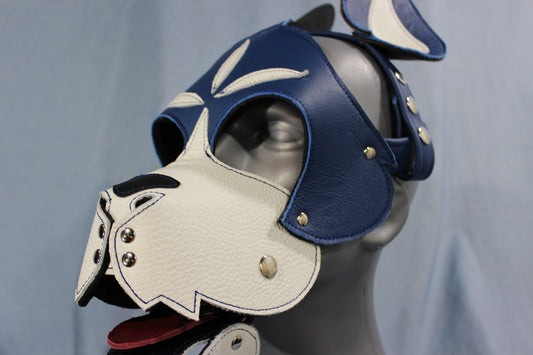 Blue and White Boxer Hood with Studded Whiskers - view 2
