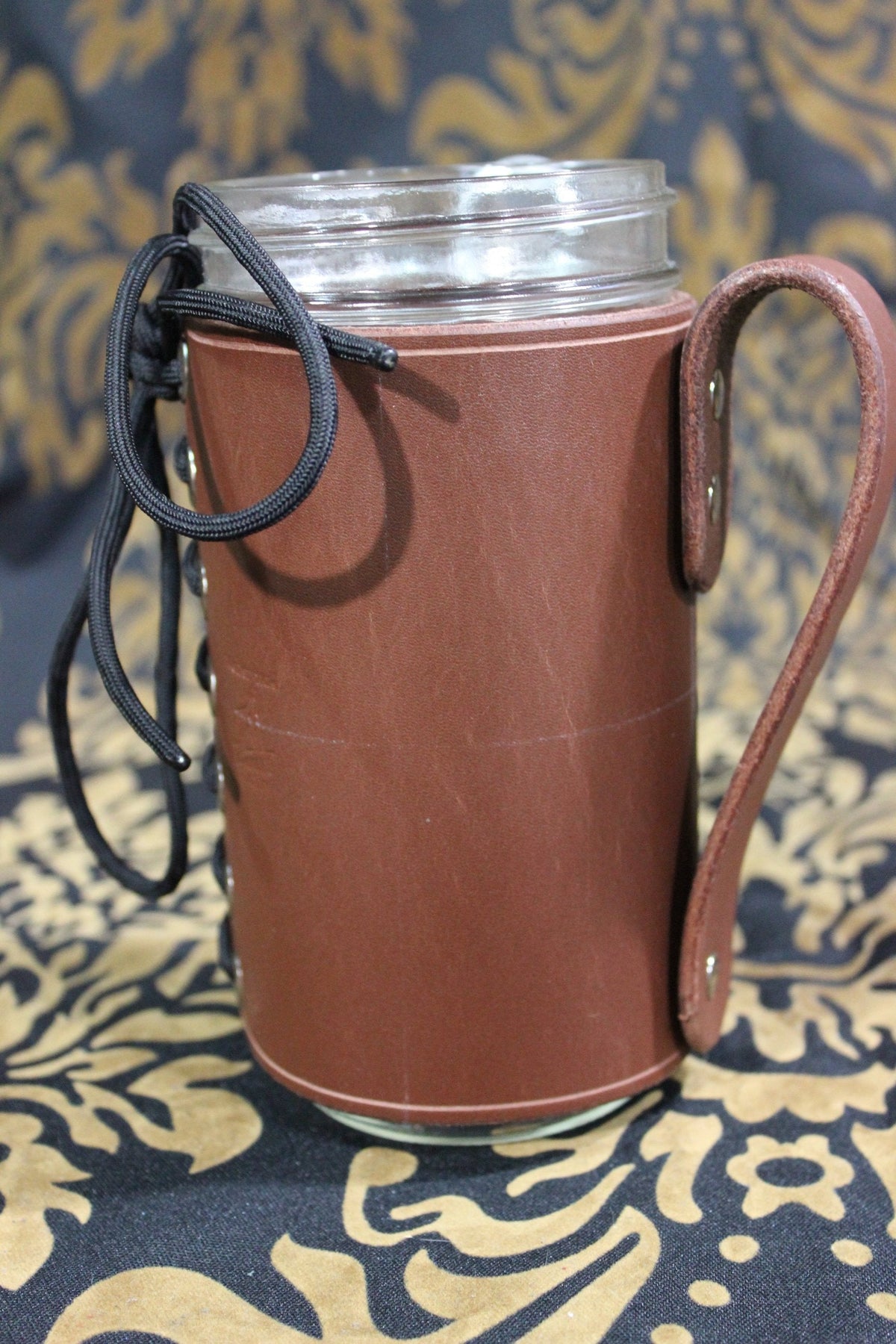 Leather wrapped mason jar mugs - view 5