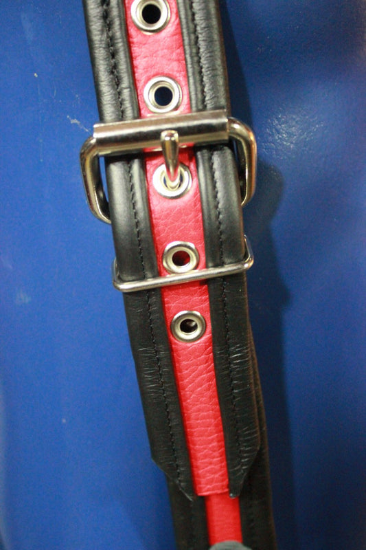 Suspenders, Soft Black and Red Leather with Nickle Hardware. Hand Made! - view 2