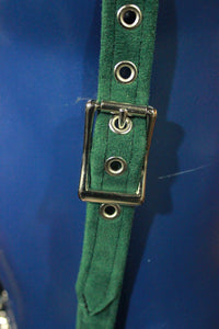 Green Suede Leather Suspenders - front view