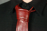Classic Leather Tie, Black OR Color, single tone. - front view