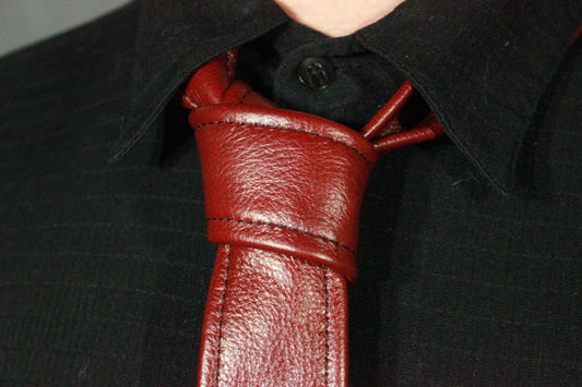 Classic Leather Tie, Black OR Color, single tone. - front view