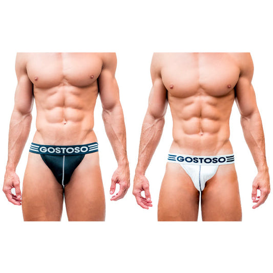 Gostoso Varsity Cotton Jockstrap -2-pack Black & White pair Underwear