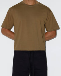 Mid Weight Cropped Boxy T-Shirt Dark Nude - front view