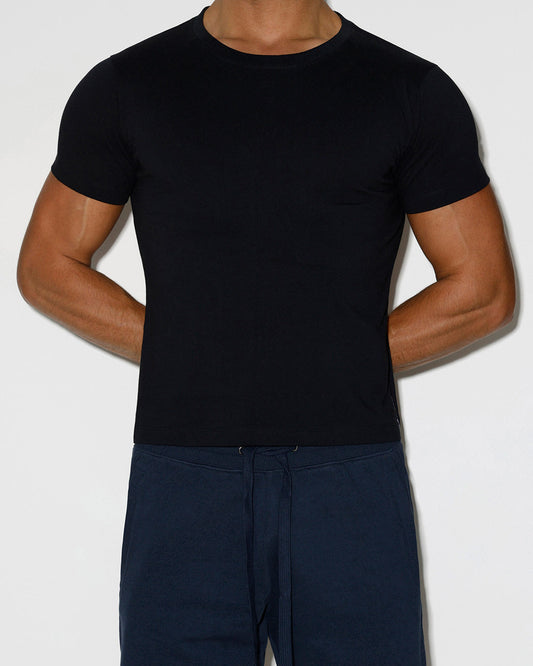 Mid Weight Cropped Fitted T-Shirt Black - view 2