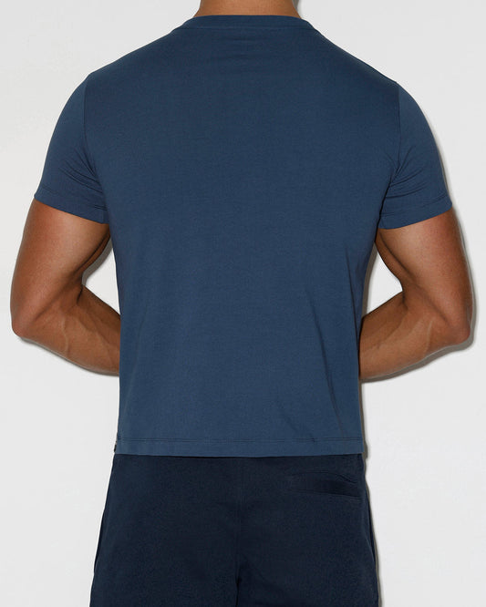 Mid Weight Cropped Fitted T-Shirt Denim Blue - view 2