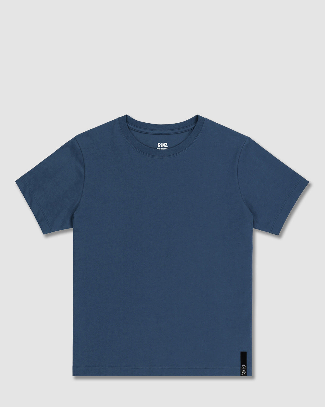 Mid Weight Cropped Fitted T-Shirt Denim Blue - view 3