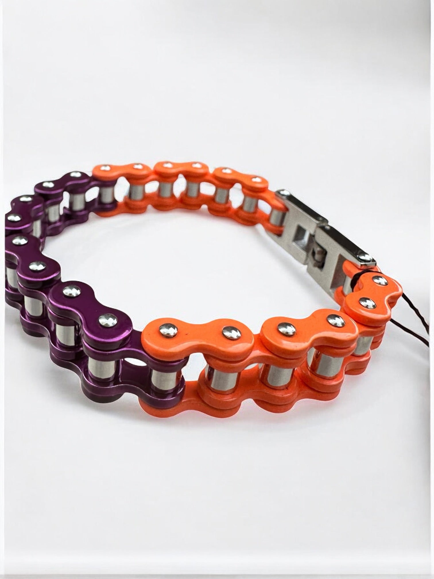 Purple and Orange Stainless Steel Bike Chain Bracelet | MEN ACCESSORIES | LAVISH NY | OUTFAIR | OUTFAIR