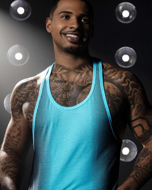 Super Bright Racerback Tank Neon Blue - front view