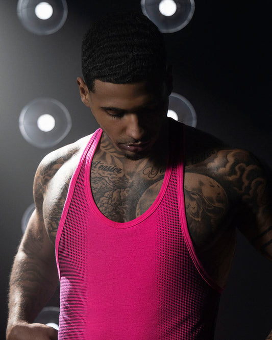 Super Bright Racerback Tank Neon Pink - front view