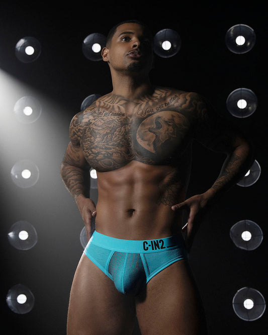 Super Bright Low Rise Brief Neon Blue - front view