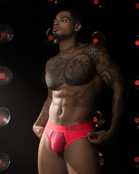 Super Bright Low Rise Brief Neon Red - front view