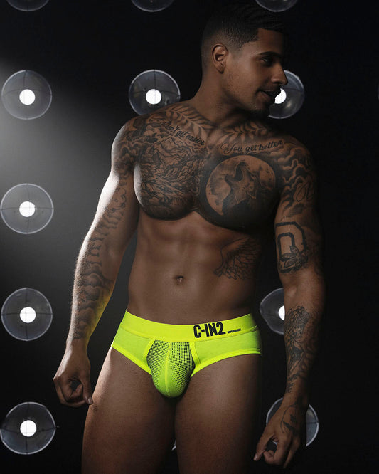 Super Bright Low Rise Brief Neon Yellow - front view