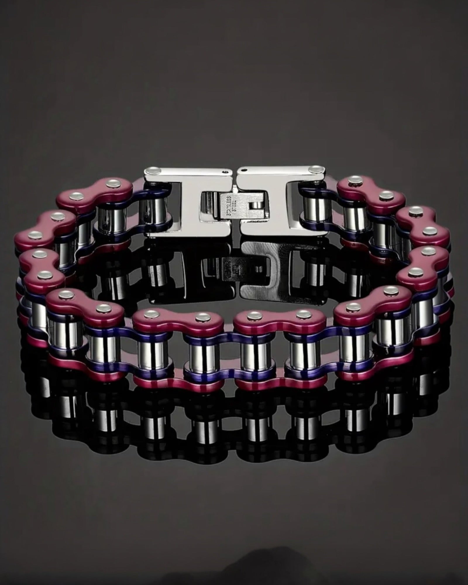 The Purple Rain Stainless Steel Bike Chain Bracelet | MEN ACCESSORIES | LAVISH NY | OUTFAIR | OUTFAIR