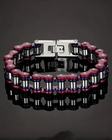 The Purple Rain Stainless Steel Bike Chain Bracelet