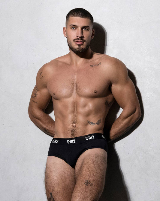 Multipack Premium Stretch 3-Pack Mid Rise Brief Black - front view