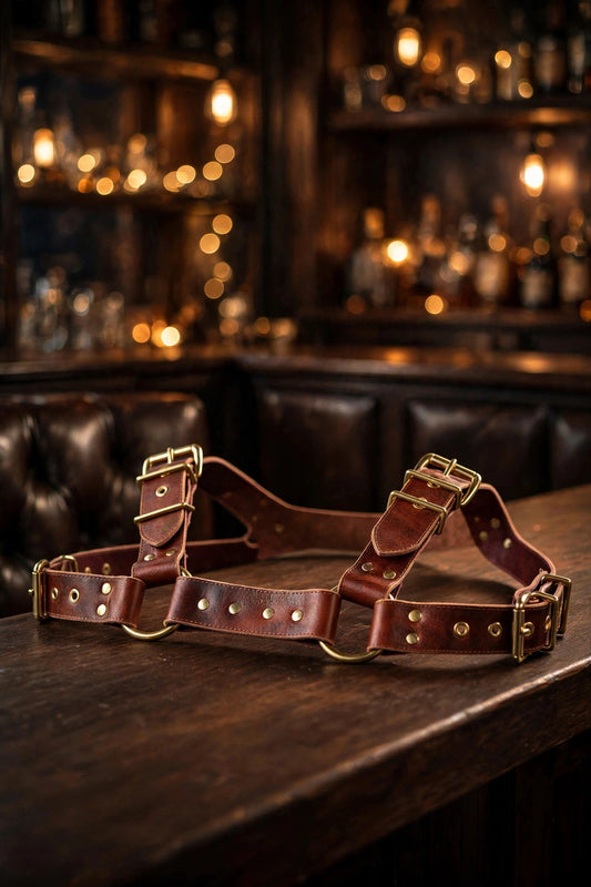 Mottled Latigo Bulldog Harness with Buckles