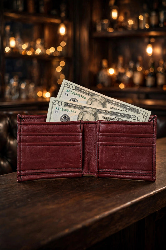 Classic Men's Wallet in Burgundy Leather