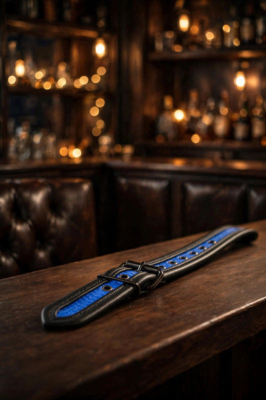 Fantastic Blue Snake Sam Browne belt with Gunmetal Hardware