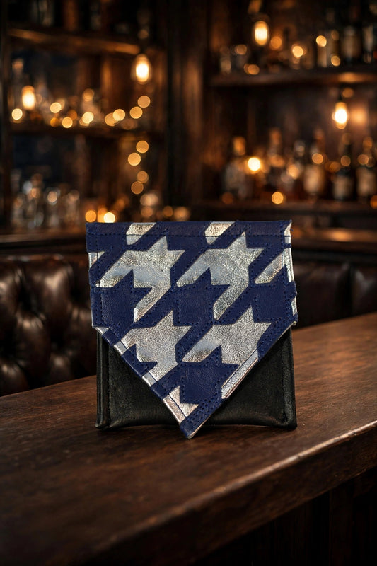Leather Houndstooth Pocket Flag with Metallic highlights