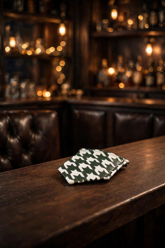 Houndstooth Pocket Flag in Leather