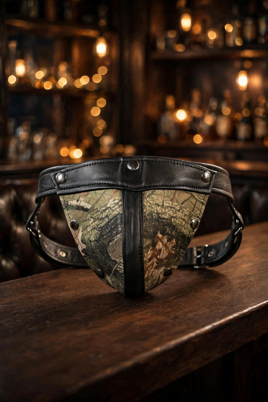 Our LIMITED EDITION 'Real Tree' Camo All leather jock with interchangeable codpiece