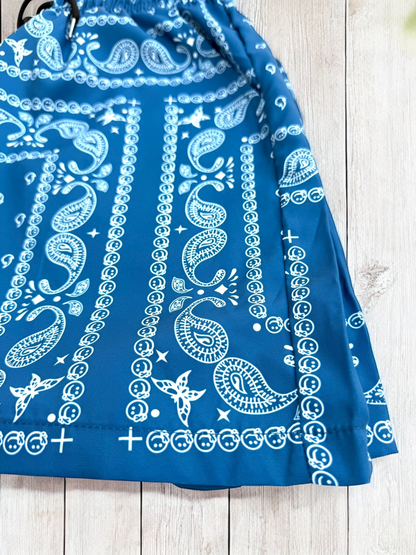 Denim Blue Paisley Shorts | MEN SHORTS | LAVISH NY | OUTFAIR | OUTFAIR