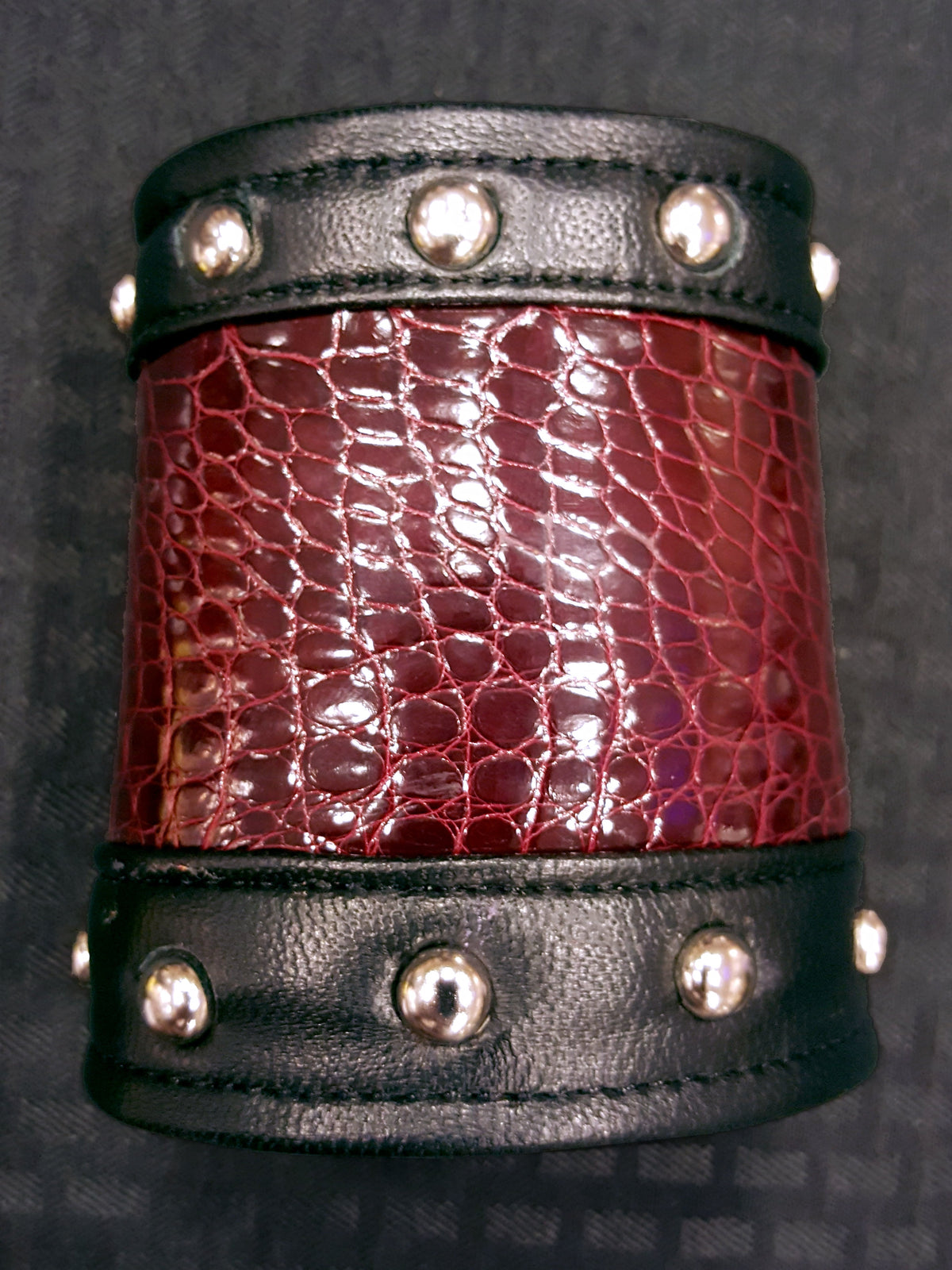 Alligator Hide Bracers (Studded Edges) - front view