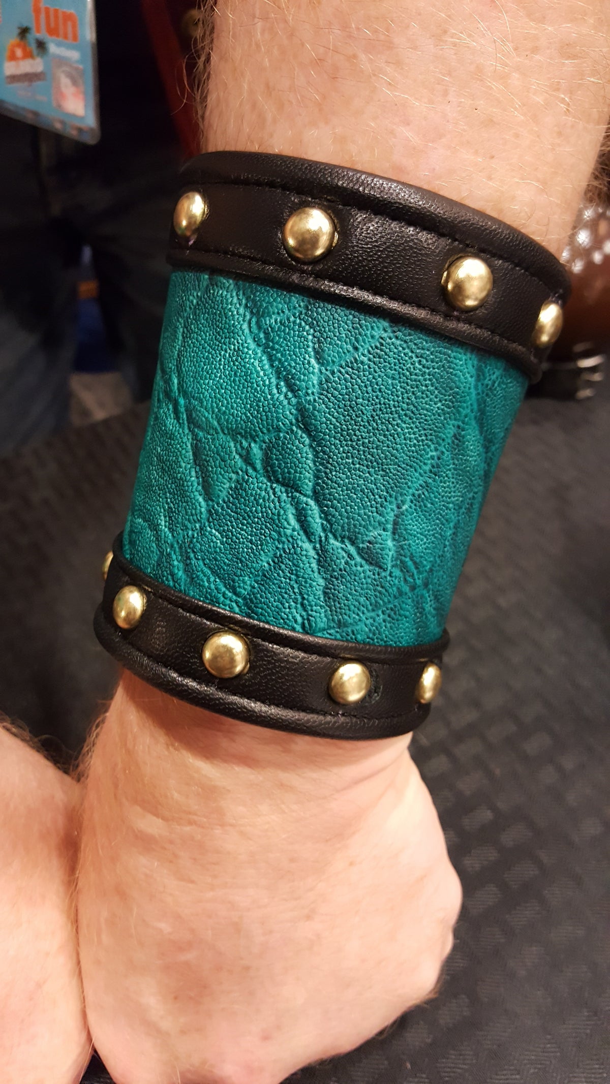 Teal Elephant Hide Bracer - view 2