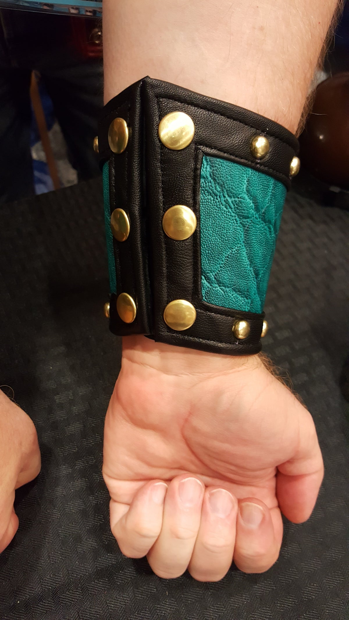 Teal Elephant Hide Bracer - view 3