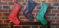 Leather Christmas Stockings - 100% Hand Made in the USA. Monogramming available. - front view