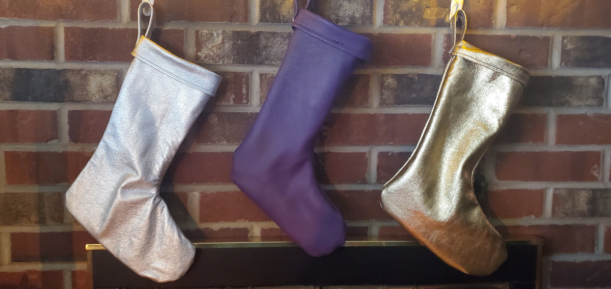Leather Christmas Stockings - 100% Hand Made in the USA. Monogramming available. - view 3