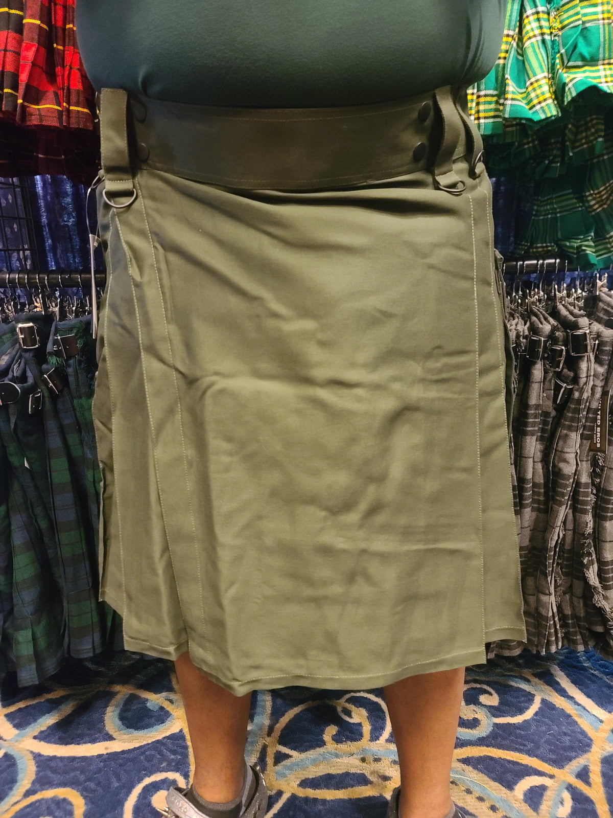 Utility Kilt in Olive Drab by KiltedBros - front view